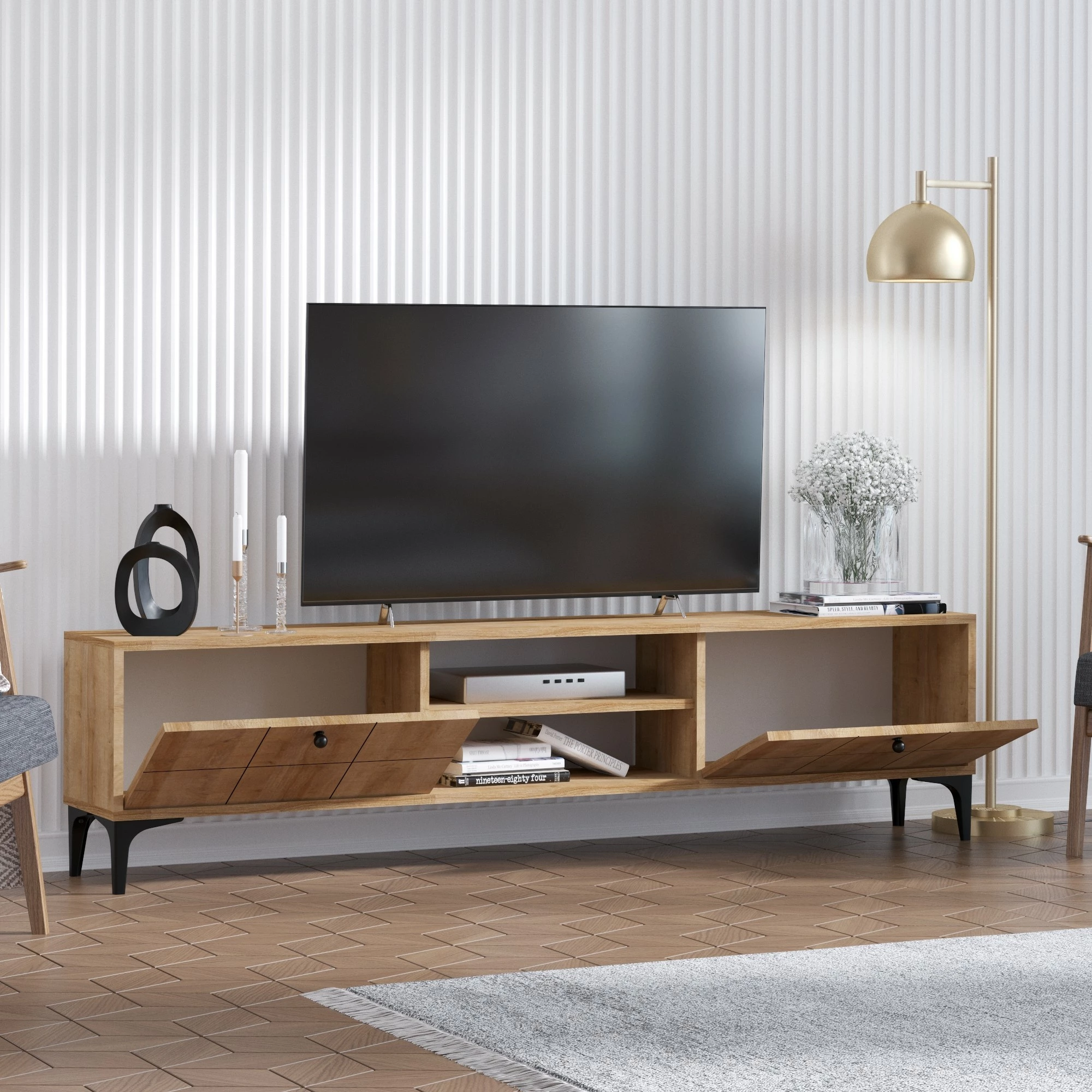 Komodë TV Hanah Home, Hera, ngjyrë lisi
