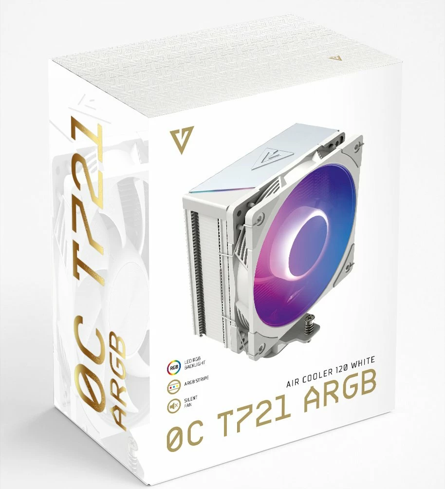 Ftohës CPU Modecom Volcano 0C T721 ARGB 120mm, 190W TDP, 4 heatpipes, PWM 2000rpm, i bardhë