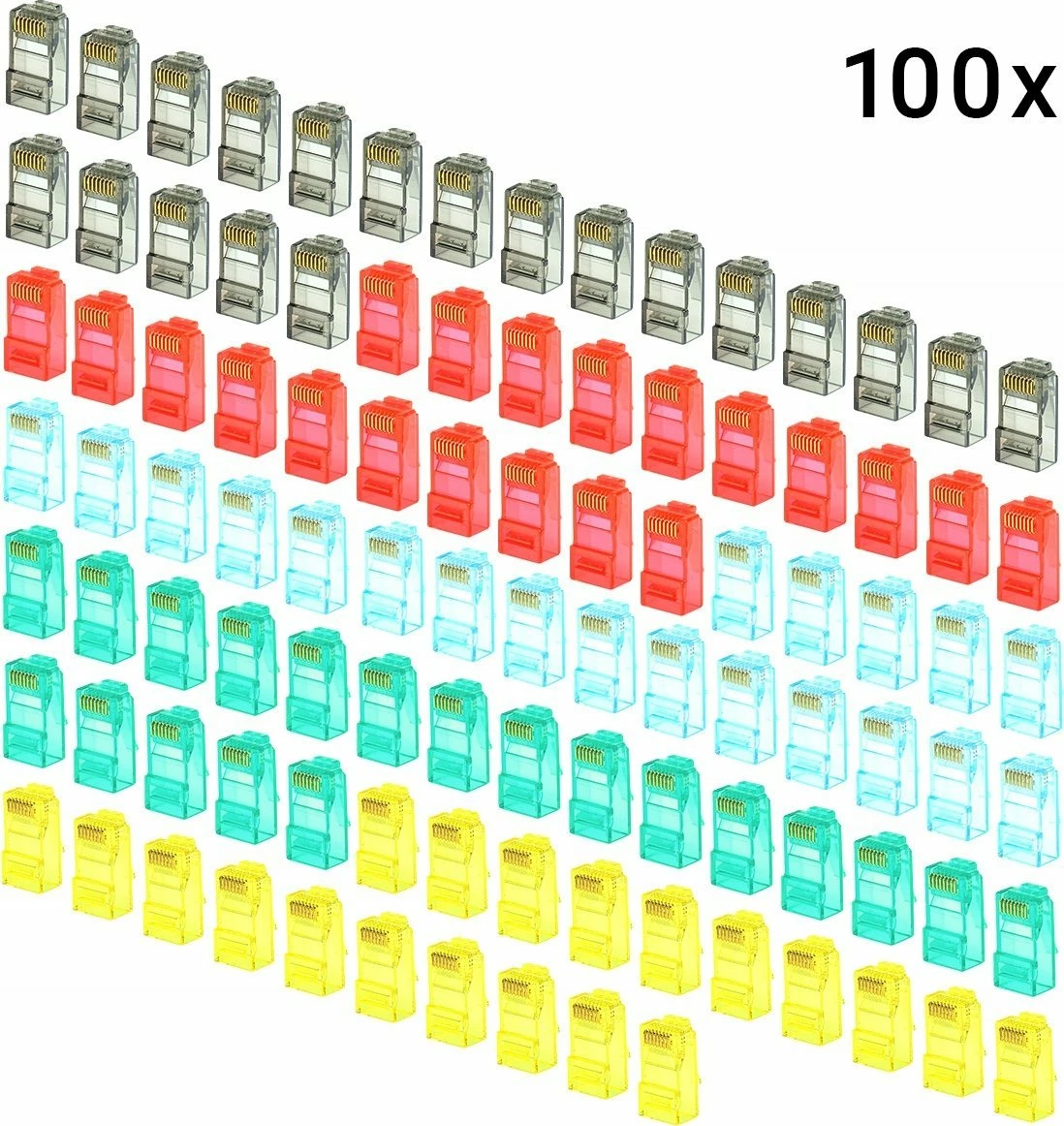 Konektor RJ45 UTP Cat.6 NetRack, ngjyra miks, paketim 100 copë