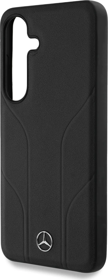 Mbështjellës Mercedes Leather Debossed Lines MagSafe për Samsung Galaxy S25+, i zi