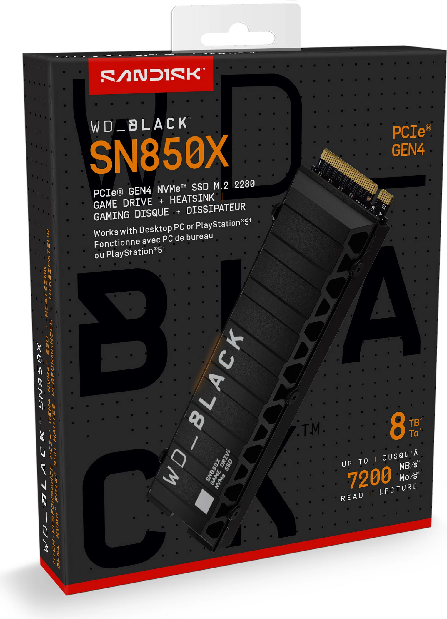 SSD i brendshëm SanDisk WD_BLACK SN850X, M.2 NVMe PCIe 4.0, 8TB, me heatsink, i zi