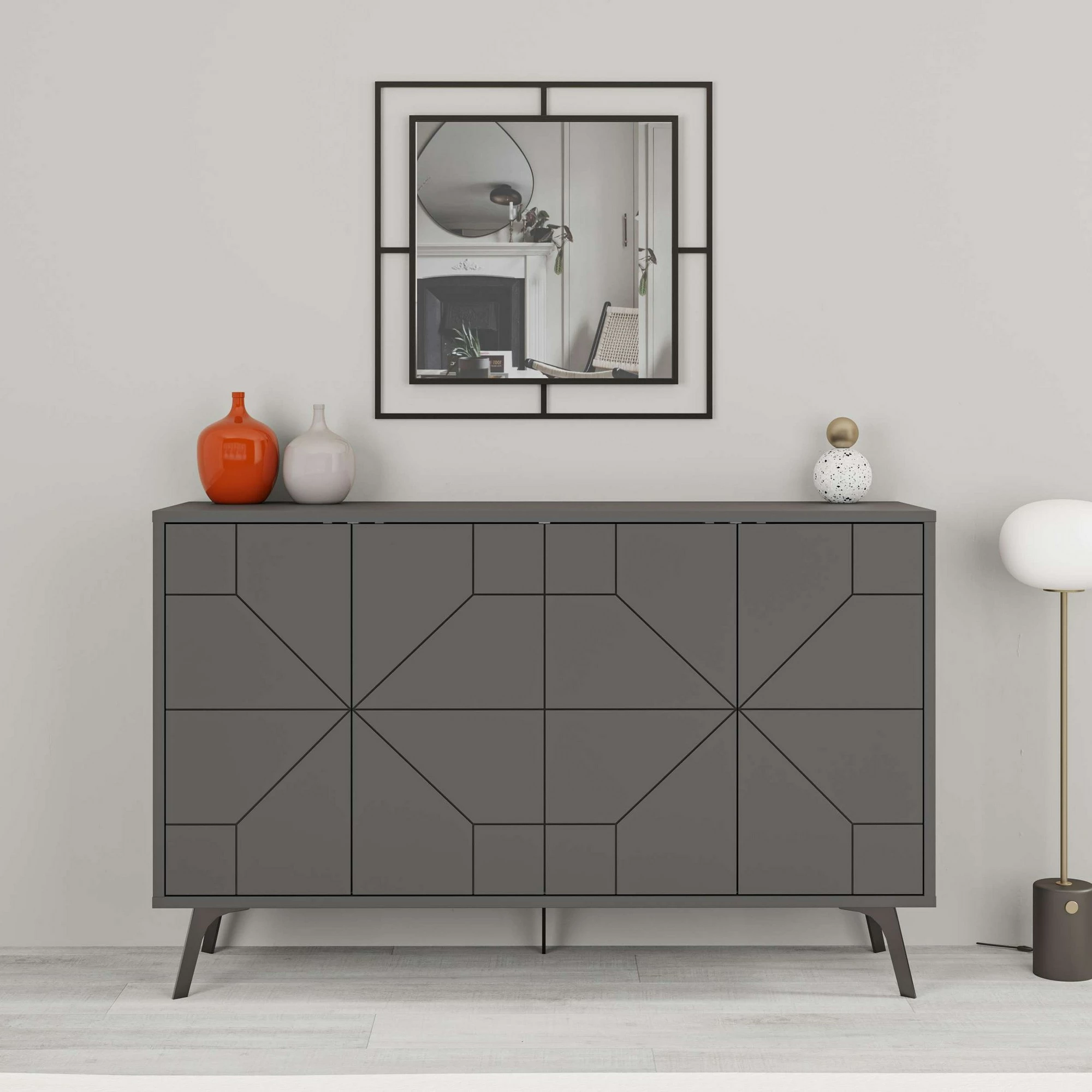 Konsol Skye Decor, ngjyrë antracit, 123x62.4x35cm