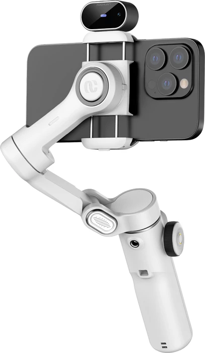 Gimbal AOCHUAN Smart X2 3-aksësh me AI sensor, krah zgjatues 20 cm, 55–90 mm / 330 g, i bardhë, set me tripod