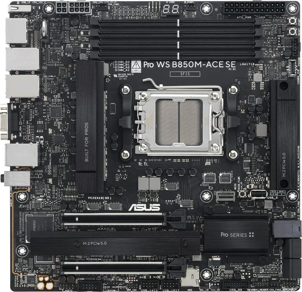 Pllakë amë ASUS PRO WS B850M-ACE SE, Socket AM5, ATX, 256 GB RAM, 10Gb Ethernet, E zezë