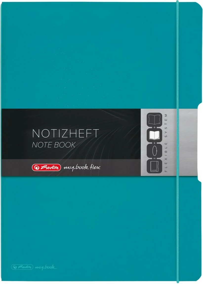 Bllok shënimesh herlitz my.book flex A4, 2x40 fletë, kapak plastik, turquoise