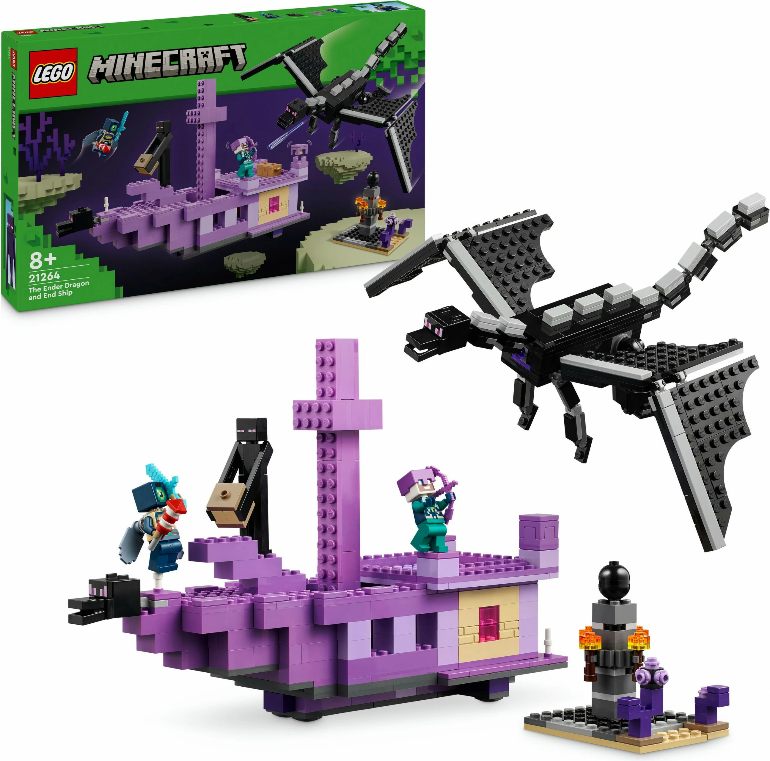 Set lodrash LEGO Minecraft 21264 Ender Dragon edhe End Ship