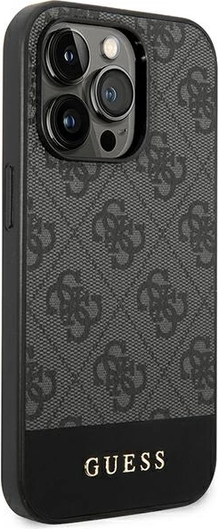 Mbështjellës Guess 4G Stripe Collection për iPhone 14 Pro 6.1" hardcase, gri, në kuti