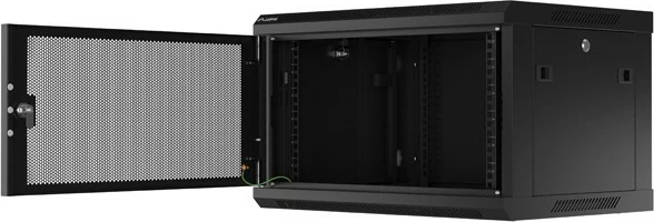 Kabinet muri për server Lanberg WF01-6406-23B, 6U, 19 inç, 600x450 mm, derë e përshkuar, e zezë, flat pack