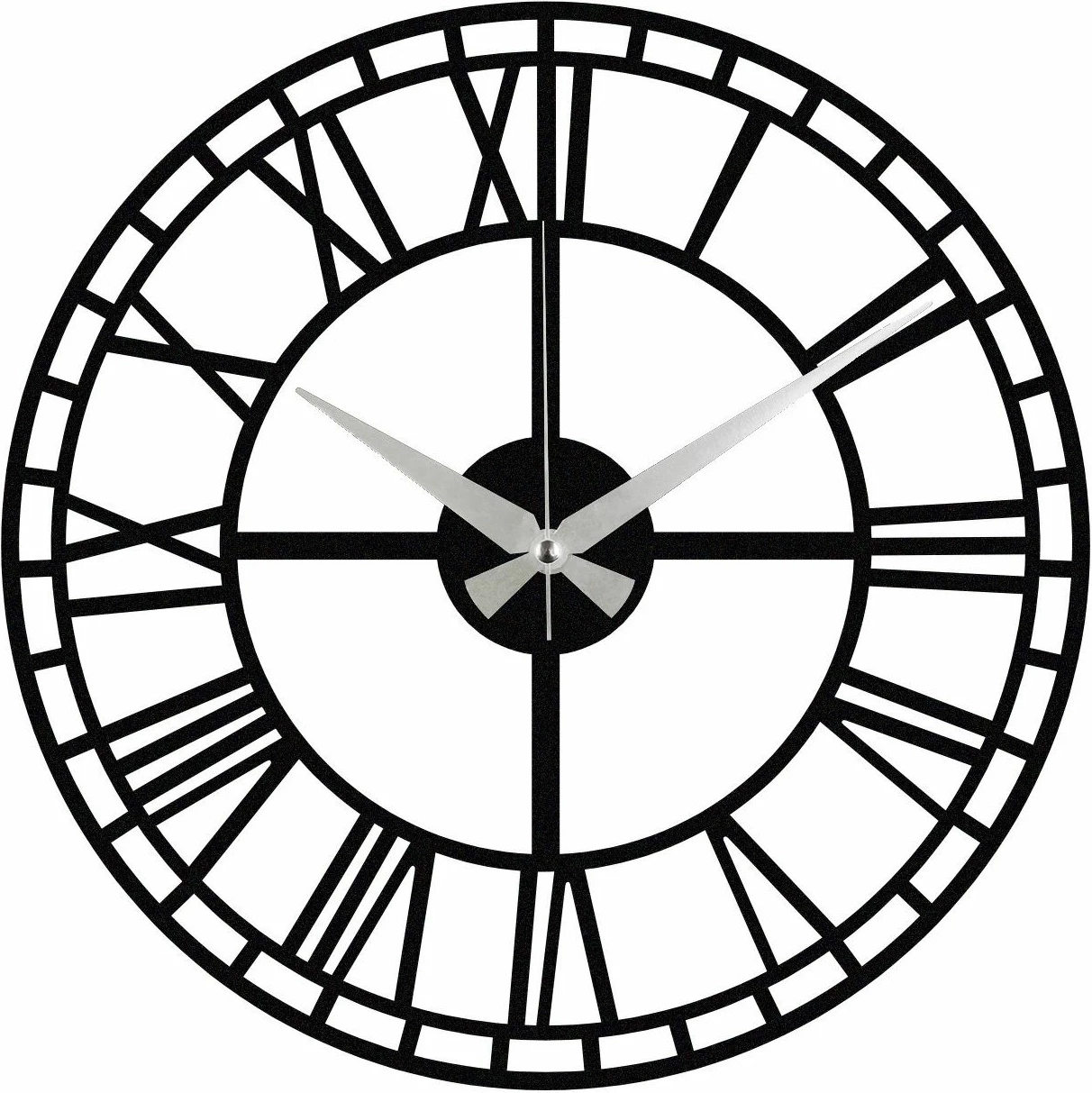 Orë muri dekorative metalike, Wallity Enzoclock - S002, e zezë, 48x48cm