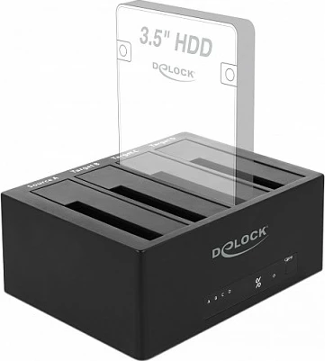 Docking station DeLOCK 64063, 4x SATA për HDD/SSD 2.5/3.5, USB 3.2 Gen1, Clone, e zezë