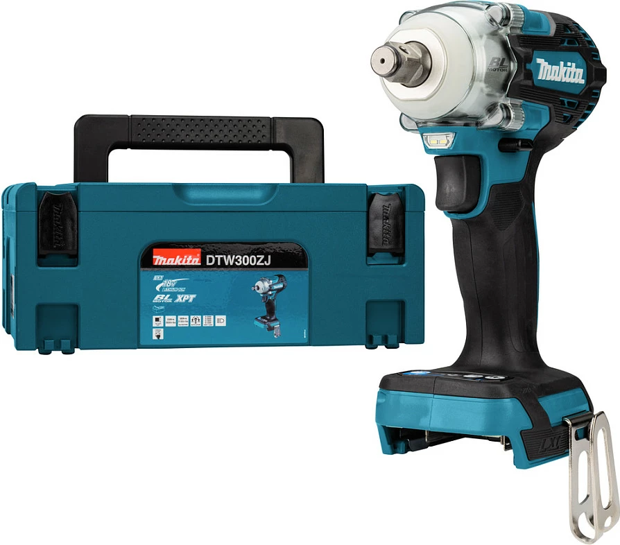 Shlagschrauber Makita DTW300ZJ, brushless, 18V, 1/2", me kuti bartëse, zi/kaltër/gri