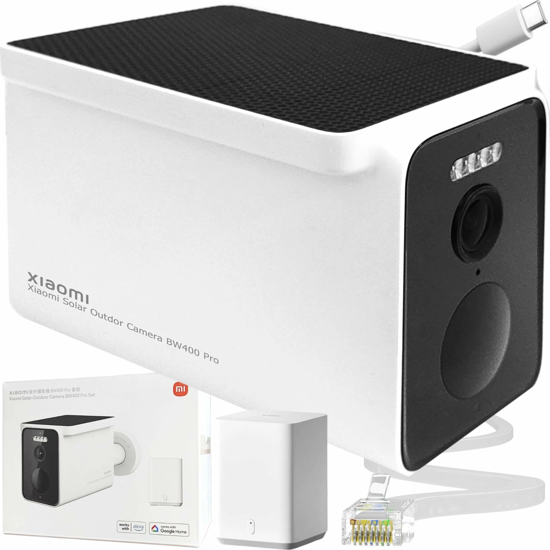 Kamerë IP solare Xiaomi BW400 Pro BHR7747GL 4MP 2.5K IP66 MicroSD deri 256GB, e bardhë/zezë, set