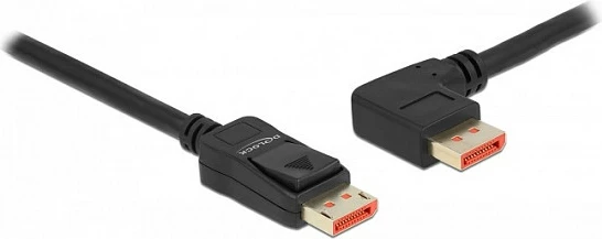 Kabl DisplayPort DeLOCK 2m, DP 1.4, 8K@60Hz, 90° majtas, i zi