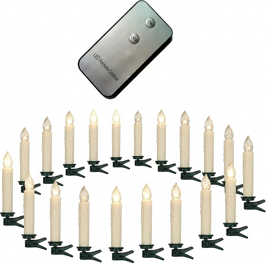 Set qirinj LED Synergy21 Xmas, 24 copë, me telekomandë, ngjyrë krem