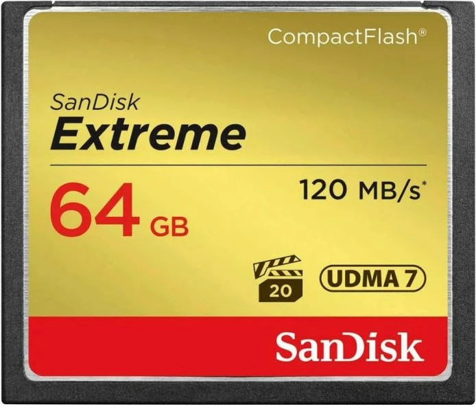 Kartelë memorie CompactFlash SanDisk Extreme SDCFXSB-064G-G46 64GB UDMA 7 VPG-20 120/85 MB/s, e zezë