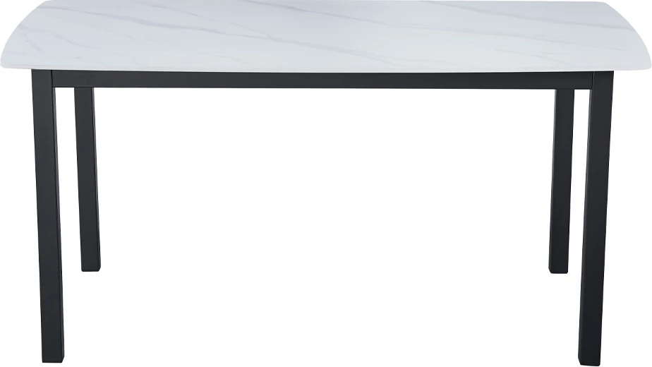 Tavolinë Pluto, ngjyrë e bardhë me pamje mermeri, 160x90x76cm