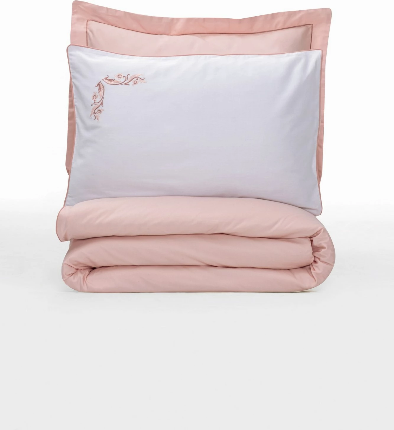 Set mbulesash për jorgan dopio, satin, Melinda, rozë-bardhë