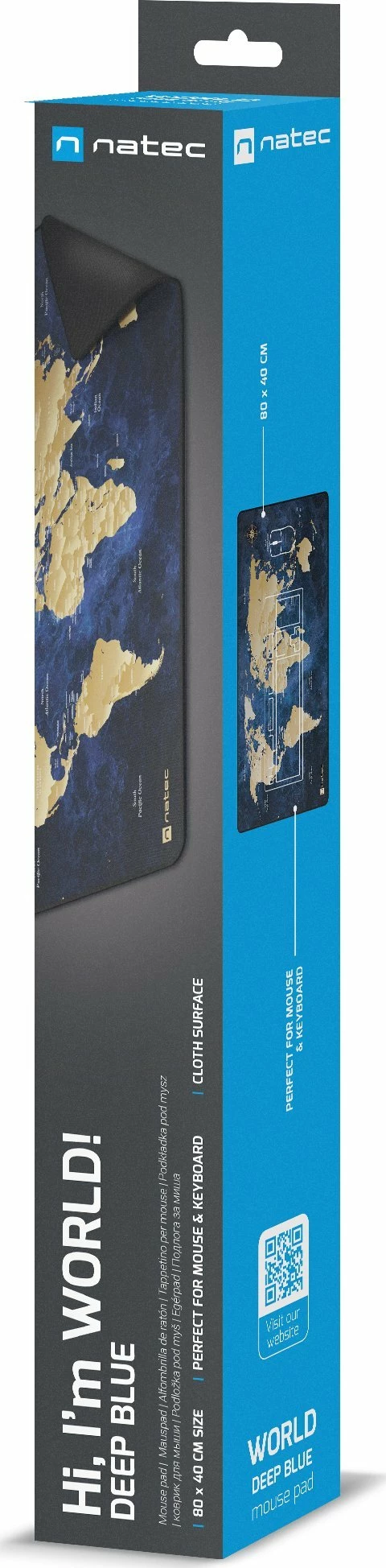 Mauspad Natec World Deep Blue NPO-2243 800x400mm 2.5mm, blu e thellë