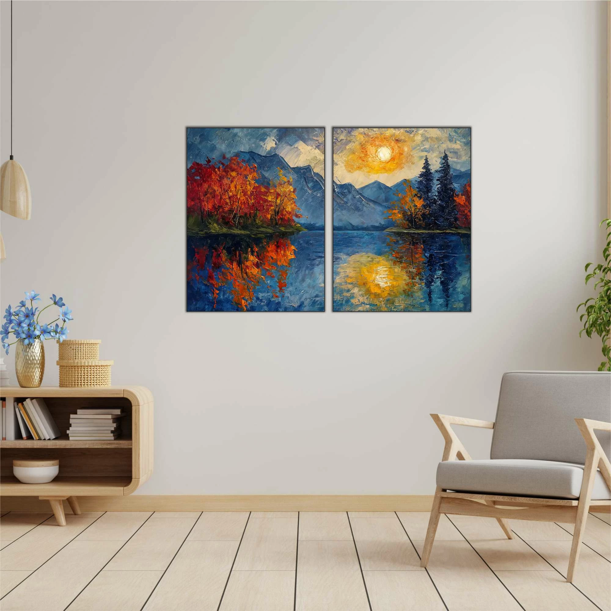 Pikturë dekorative MDF (2 copë), Wallity, shumëngjyrëshe, 60x80cm