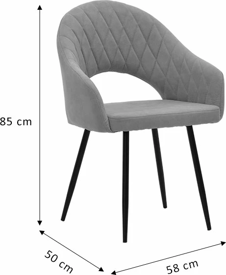 Karrige Macie, pëlhurë, gri antike e zezë, 58x50x85cm