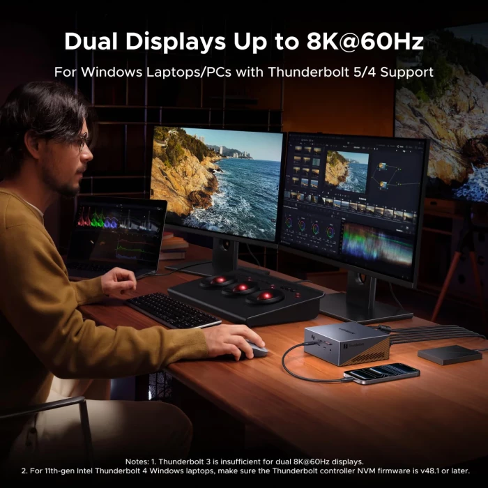 Stacion dokimi Thunderbolt 5 UGREEN Revodok Maxidok 85590F 17-në-1, 8K@60Hz, 240 W, M.2 NVMe, gri