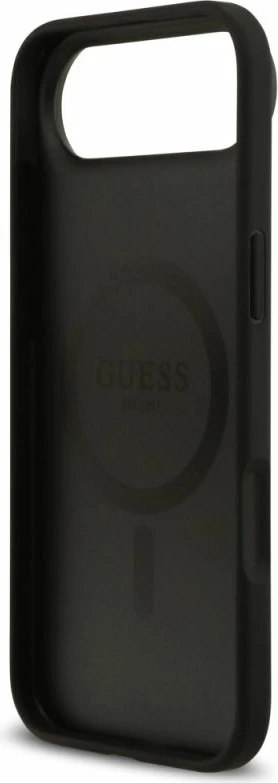 Kapak telefoni Guess Grained Flowers Classic Logo MagSafe për iPhone Air, i zi