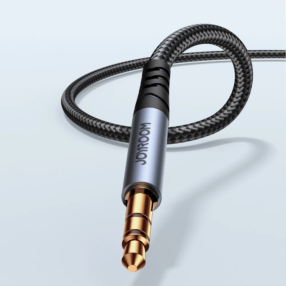 kabëll audio AUX 3.5 mm mashkull‑mashkull, Joyroom, SY-A08, 1.2 m, i zi