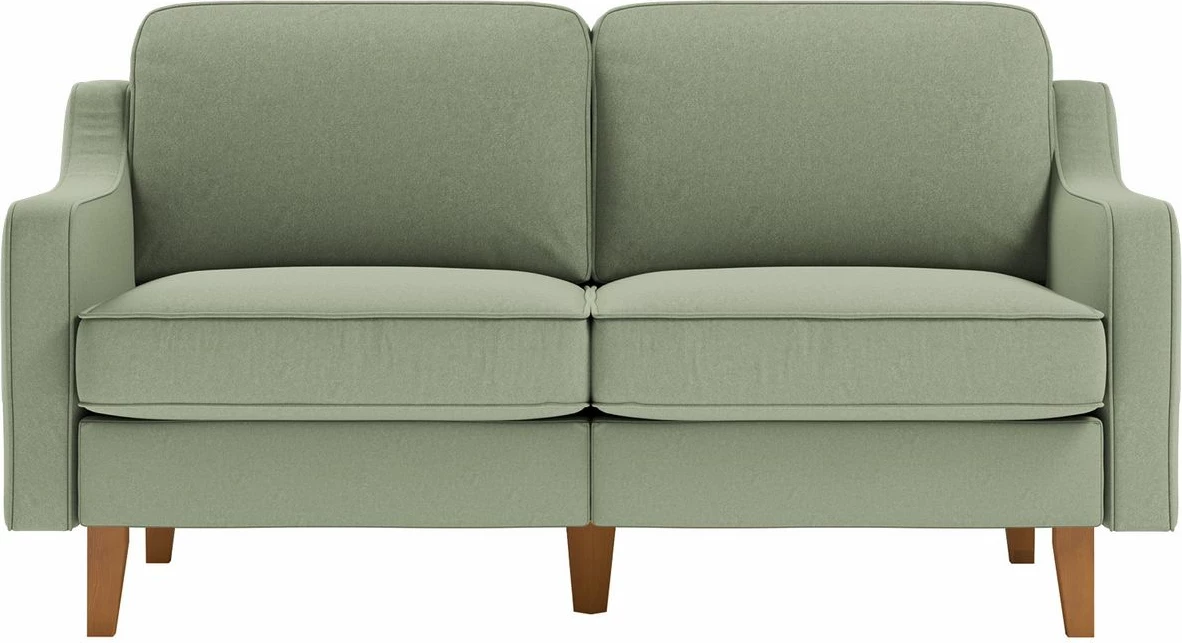 Divan dy ulëshe Robin 2, ngjyrë jeshile deti, këmbë druri arre, Atelier del Sofa