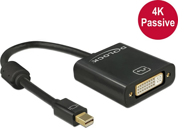 Adapter DeLOCK 62605 Mini DisplayPort në DVI-I, 0.2 m, 4K, i zi