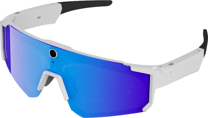 Syze sportive AR Colmi V06, kamerë 8 MP, 2K, Bluetooth 5.3 + Wi‑Fi, IP54, bateri 260 mAh, të bardha me xhama blu