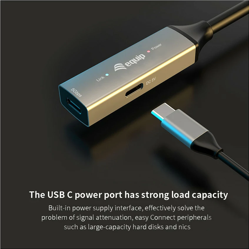 Kabllo zgjatëse aktive USB-C Equip 133358, 15m, 5Gbps, USB 3.2 Gen 1, e zezë