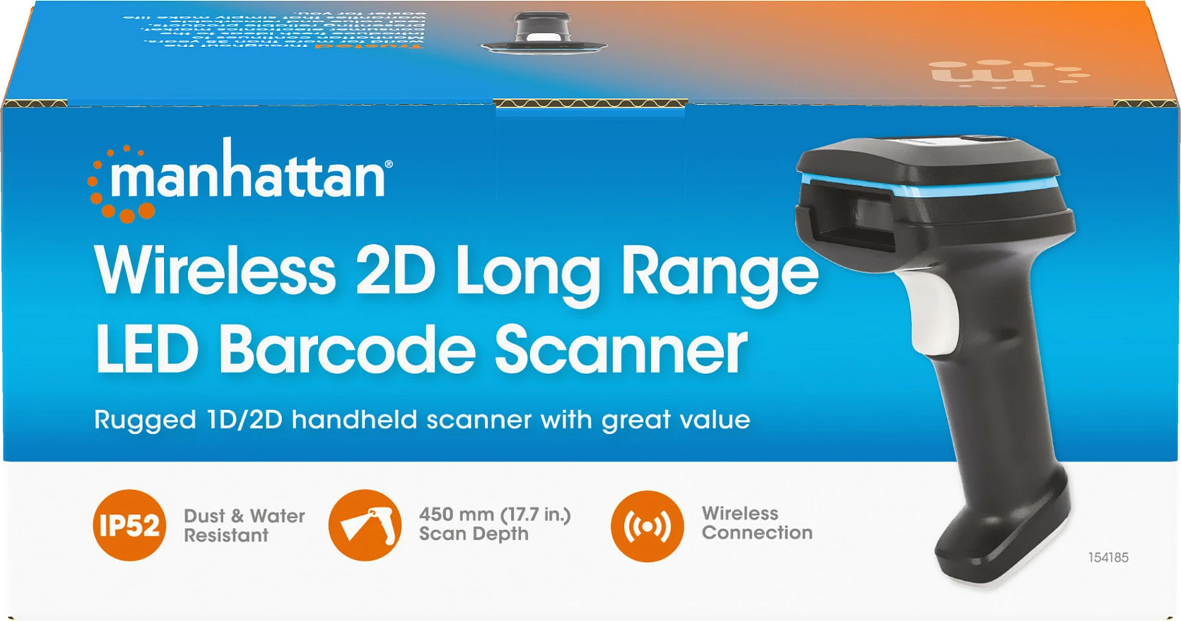 Skaner barkodi MANHATTAN 2D Long Range Wireless, USB Nano Receiver, i zi