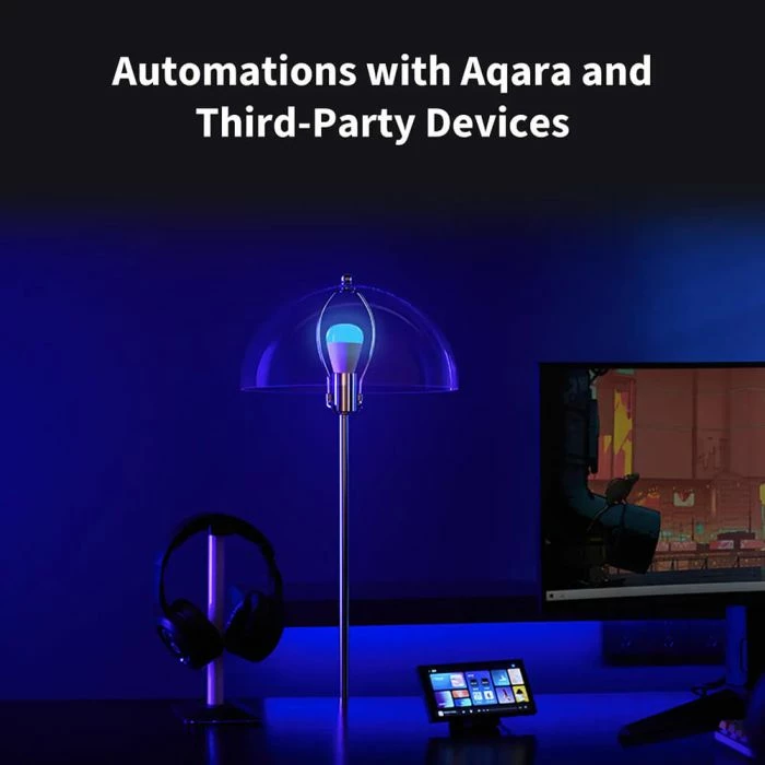 Llambë LED smart AQARA T2 LB-L02D, E27, RGB CCT, 4.9W, 450 lm, Thread/Zigbee/Bluetooth, 1 copë, bardhë