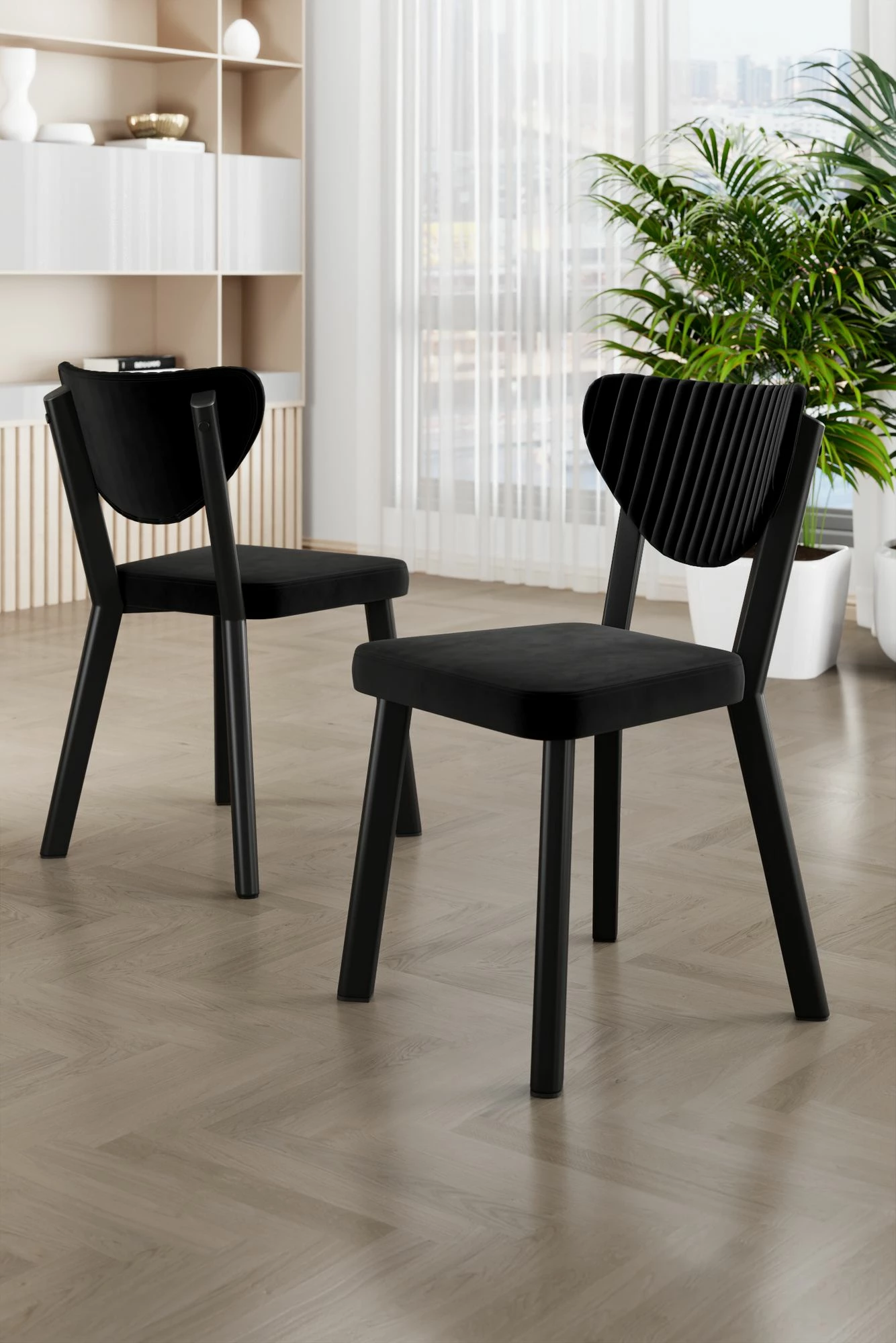 Set karrigesh (4 copë) Hanah Home, Arfe, ngjyrë e zezë