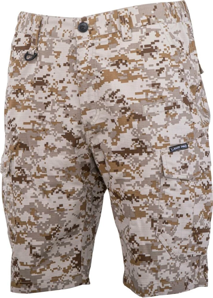 Pantallona të shkurtra pune LAHTI PRO L4071003, madhësi L, slim fit, 12 xhepa, kamuflazh bezhë