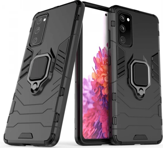 Mbështjellës ONASI Armor Ring MPN 17063 për Samsung Galaxy S23 5G, silikon, me unazë të heqshme/stand, me pllakë metalike për mbajtës magnetik, i zi