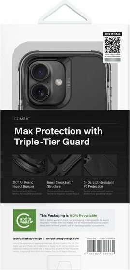 Mbështjellës UNIQ Combat MagClick Charging për iPhone 16 6.1", i zi