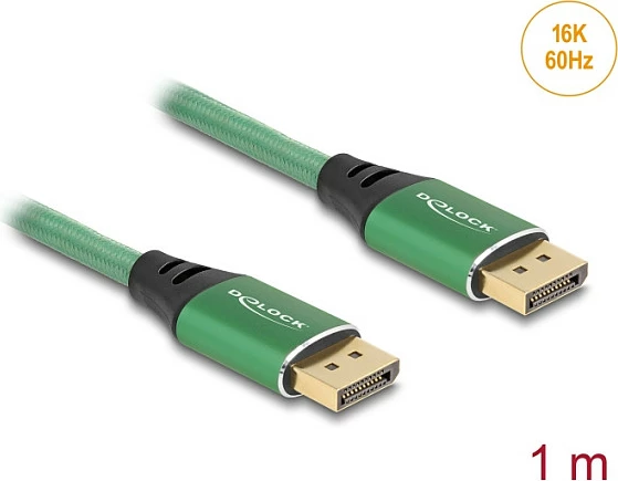 Kabllo DisplayPort DeLOCK 2.1, 1 m, 16K 60Hz, e gjelbër