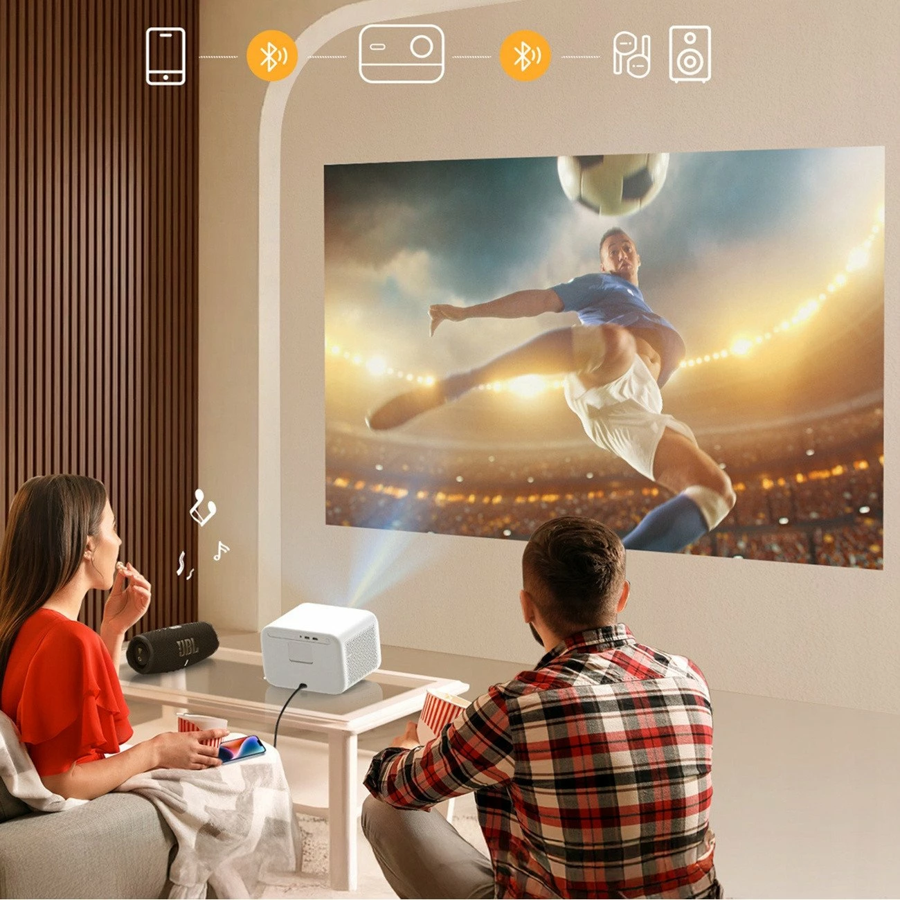 Projektor Yaber L2s Full HD 1080p 700 ANSI, WiFi 6, Bluetooth, JBL 16W, i bardhë