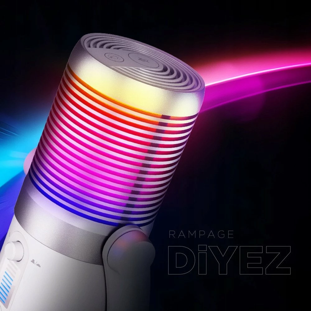 Mikrofon Rampage Diyez gaming USB-C RGB touch, i bardhë