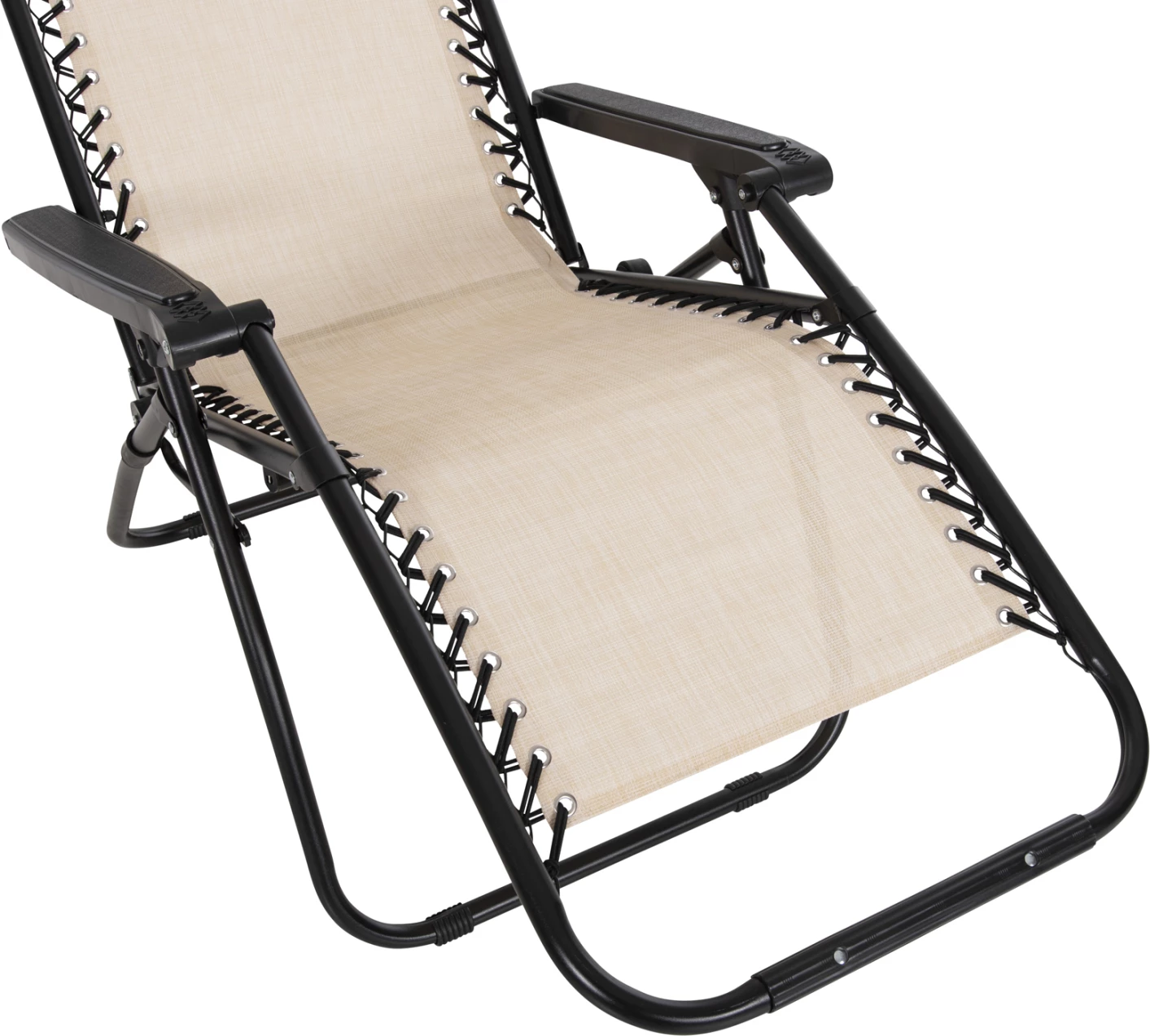 Karrige relaks COMPANION HM5095.12, metal i zi + textilene bezhë, 67x145x110H cm