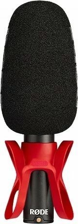 Mikrofon Rode VideoMic GO II Helix, kondensator shotgun, USB-C + 3.5 mm TRS, superkardioid, zi/kuq, me mbajtëse HELIX