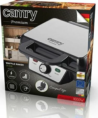 Aparat vafllash Camry CR 3046 1600W, për 2 vaflla, argjendtë