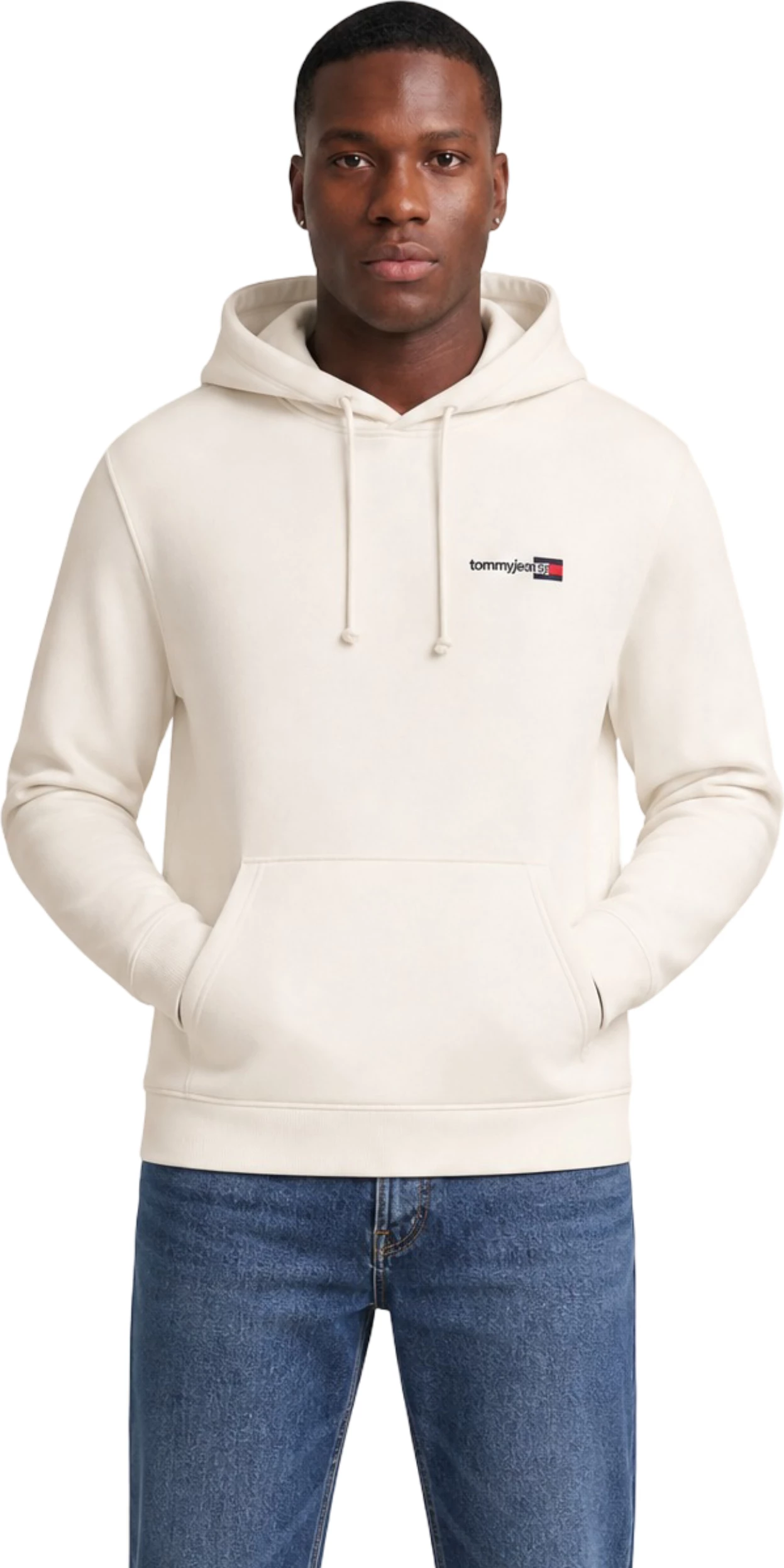 Duks me kapuç Tommy Hilfiger Jeans DM0DM23393 për meshkuj, i bardhë