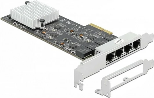 Kartë rrjeti DeLOCK PCIe x4 RTL8125B, 4x RJ45 2.5GbE, e brendshme, zezë/metalike