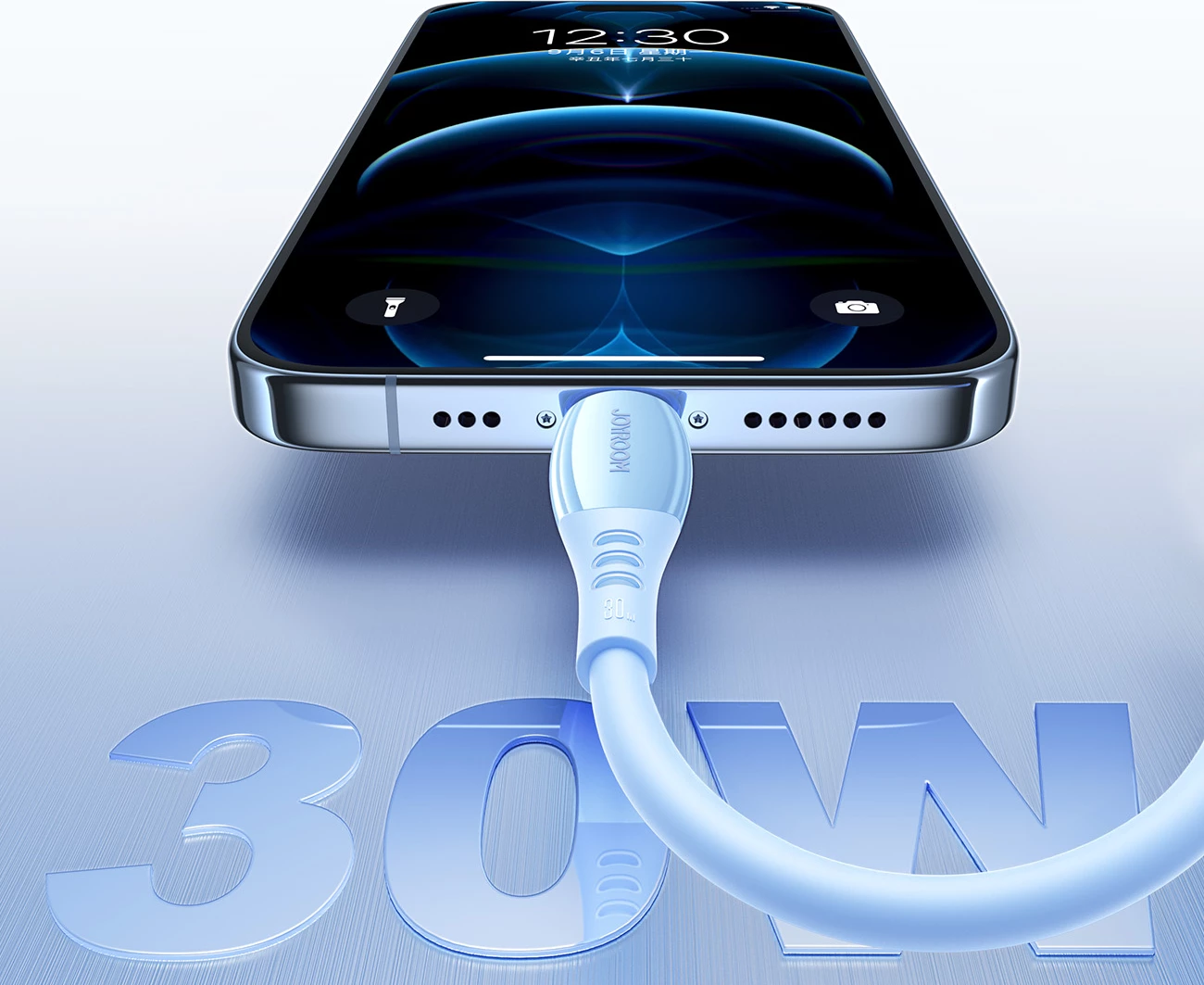 kabllo USB‑C në Lightning Joyroom S-A59 Vibrant Series 30W 1.2m, kaltër