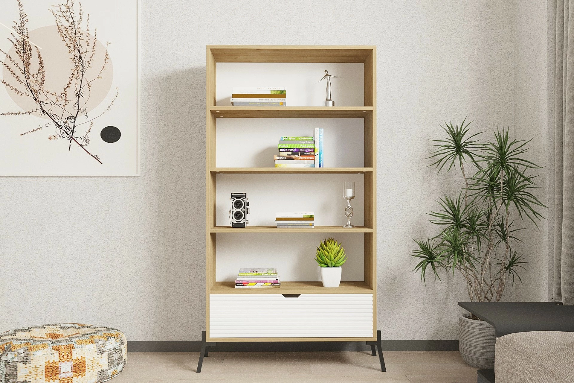 Raft librash Hanah Home, Numana, ngjyrë lis safir dhe e bardhë