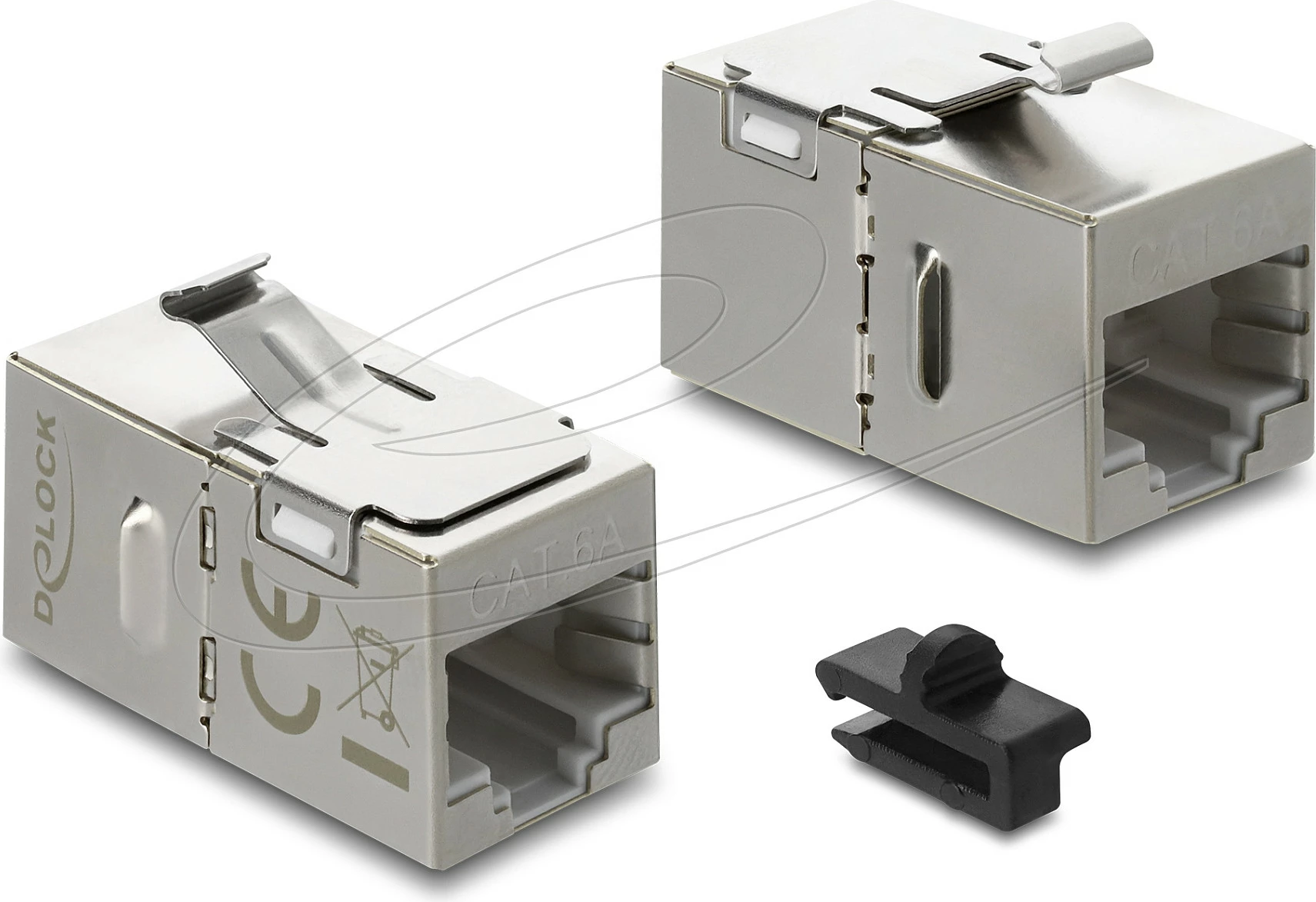 Adapter Keystone RJ-45 DeLOCK 90757, Cat6a, femër-femër, metal, argjend