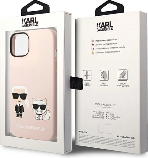 Mbështjellës Karl Lagerfeld KLHMP14SSSKCI për iPhone 14, 6.1", silikon, MagSafe, rozë e çelët