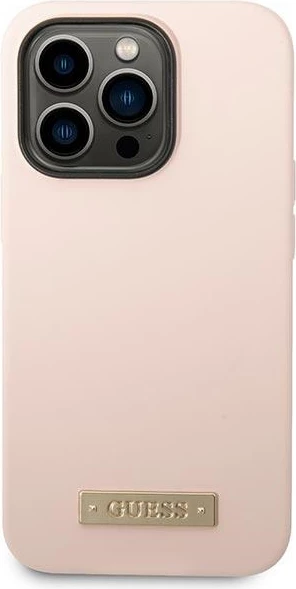 Mbështjellës Guess GUHMP14XSBPLP për iPhone 14 Pro Max 6.7", silikon, MagSafe, rozë